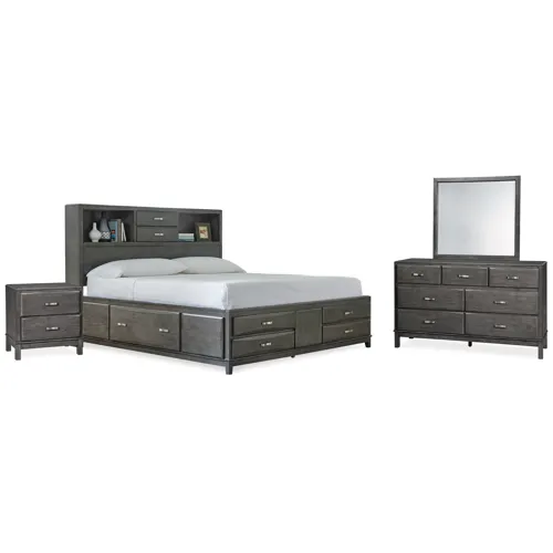 Caitbrook King Storage Bed, Dresser, Mirror and Nightstand