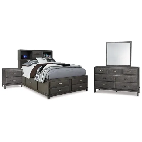 Caitbrook Full Storage Bed, Dresser, Mirror and Nightstand