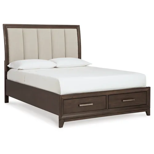 Brueban Queen Panel Bed with 2 Storage Drawers