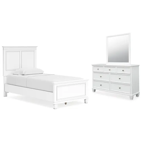 Fortman Twin Panel Bed, Dresser and Mirror