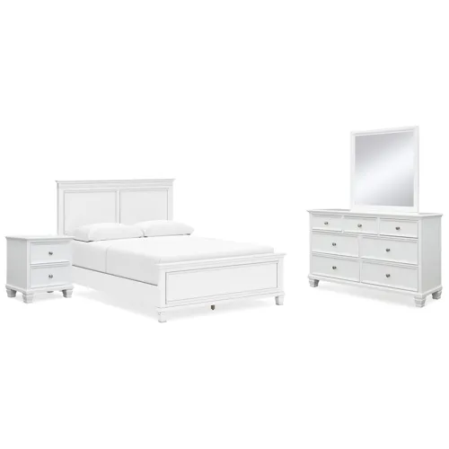 Fortman Queen Panel Bed, Dresser, Mirror and Nightstand