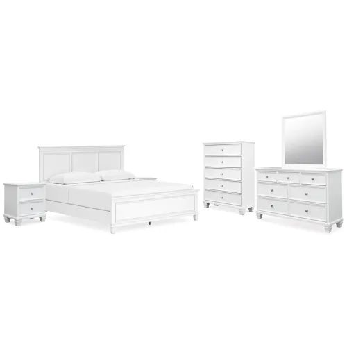 Fortman King Panel Bed, Dresser, Mirror, Chest and 2 Nightstands