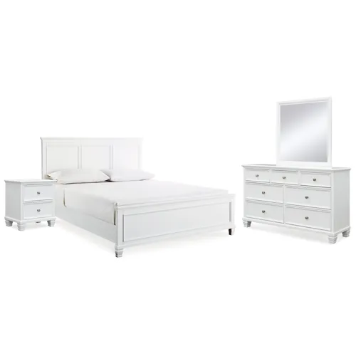 Fortman King Panel Bed, Dresser, Mirror and Nightstand