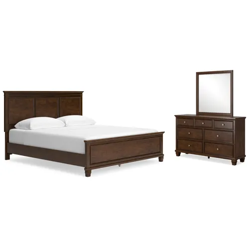Danabrin California King Panel Bed, Dresser and Mirror