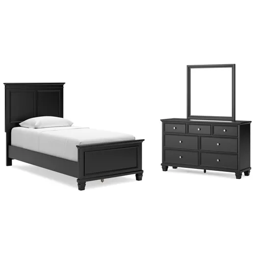 Lanolee Twin Panel Bed, Dresser and Mirror