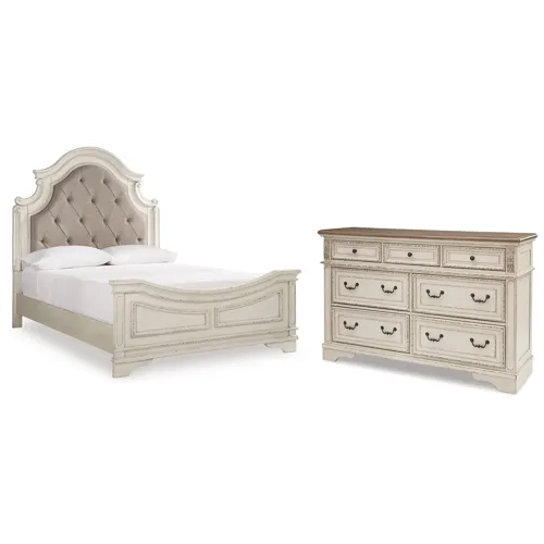 Realyn Queen Panel Bed and Dresser