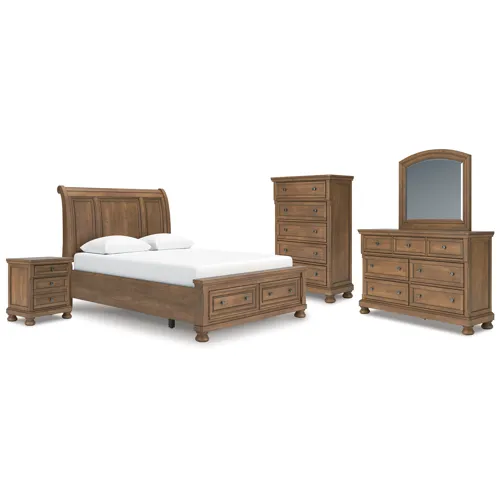 Feddinger Queen Sleigh Bed, Dresser, Mirror, Chest and Nightstand