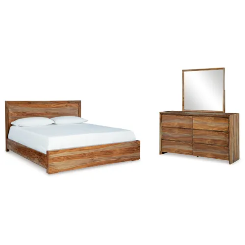 Dressonni King Panel Bed, Dresser and Mirror