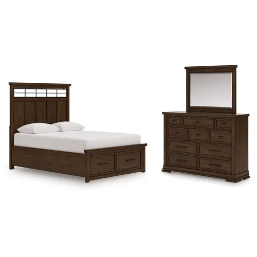 Taffenbrook Queen Panel Storage Bed, Dresser and Mirror