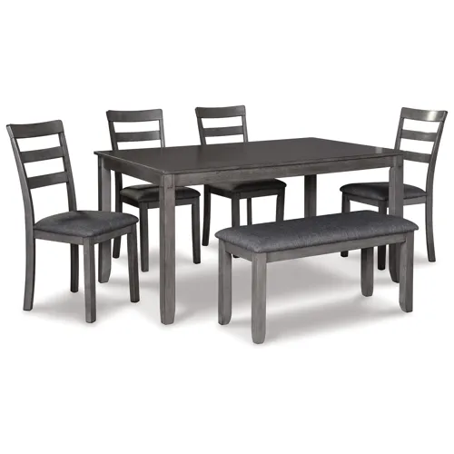 Bridson Dining Table and Chairs with Bench (Set of 6)