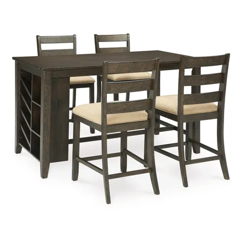 Rokane Counter Height Dining Table and 4 Barstools