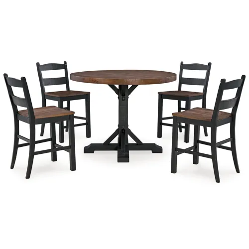 Valebeck Counter Height Dining Table and 4 Barstools