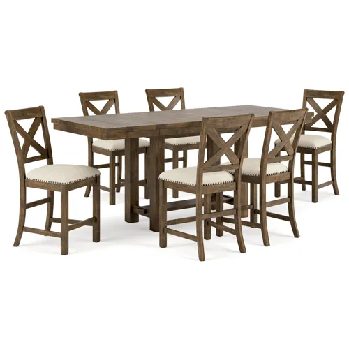 Moriville Counter Height Dining Table and 6 Barstools