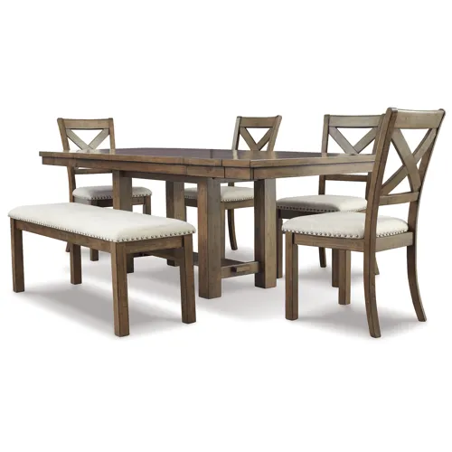 Moriville Dining Table and 4 Chairs and Bench