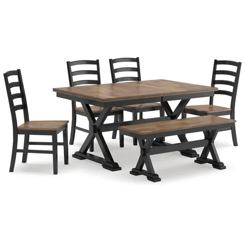 Wildenauer Dining Table, 4 Chairs and Bench