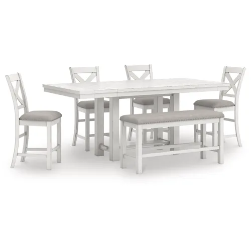 Robbinsdale Counter Height Dining Table, 4 Barstools and Bench