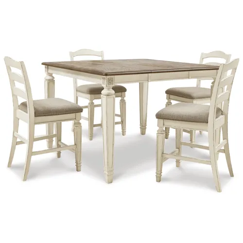 Realyn Counter Height Dining Table and 4 Barstools
