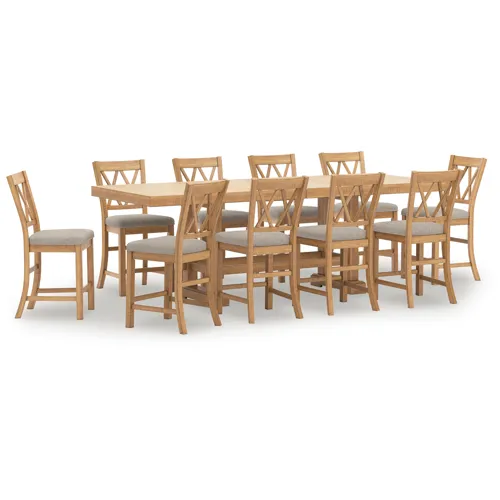 Havonplane Counter Height Dining Table and 10 Barstools
