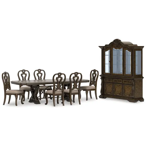 Maylee Dining Table with 6 Chairs and Buffet and Hutch