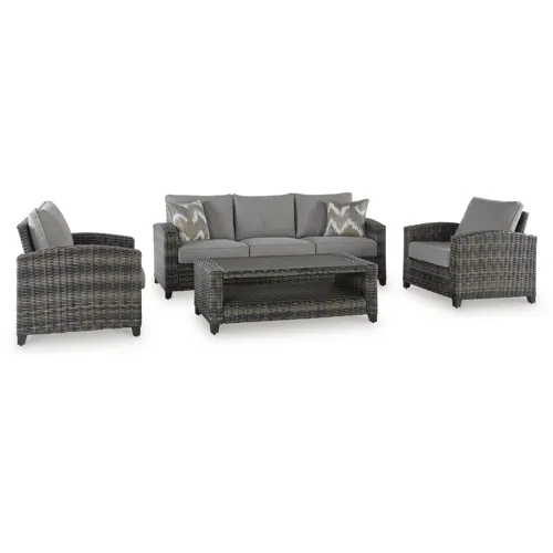 Oasis Court Outdoor Sofa/Chairs/Table Set (Set of 4)