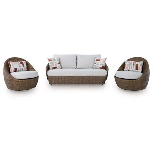 Double Point Outdoor Loveseat/2 Swivel Chairs (Set of 3)