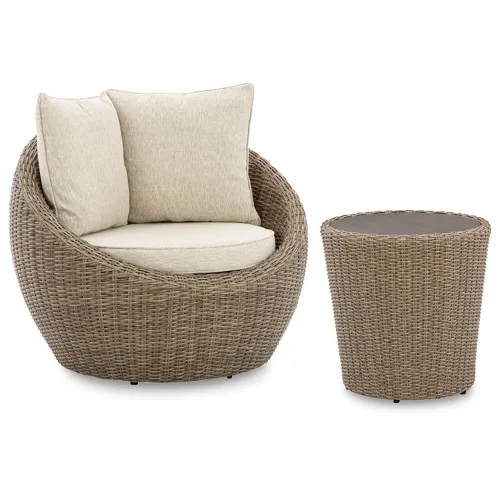Danson 2 Swivel Lounge Chairs and End Table
