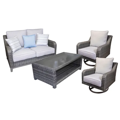 Elite Park Outdoor Loveseat, 2 Lounge Chairs and Coffee Table