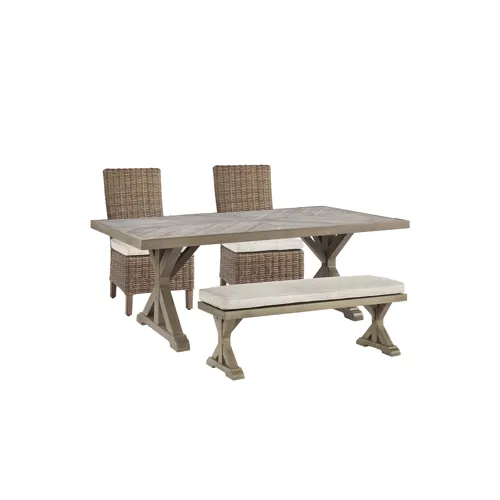 Beachcroft Outdoor Dining Table with 2 Chairs and 2 Benches