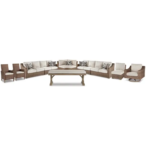 Beachcroft 4-Piece Outdoor Sectional, 2 Arm Chairs, Lounge Chair and Bench