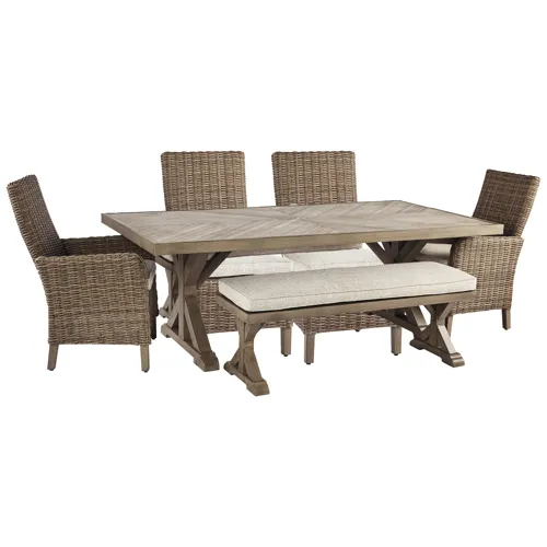 Beachcroft Outdoor Dining Table with 4 Chairs and Bench