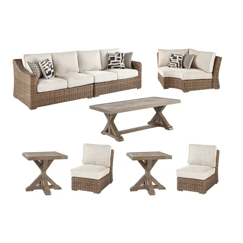 Beachcroft 5-Piece Outdoor Sectional with Coffee Table and 2 End Tables