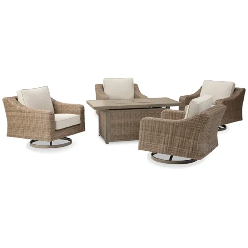 Beachcroft 5-Piece Outdoor Fire Pit Table with 4 Chairs
