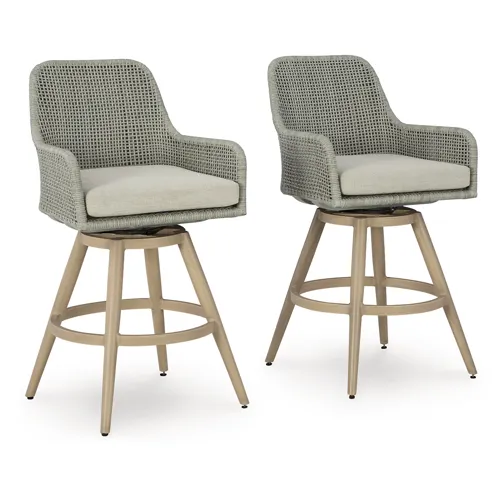 Seton Creek Outdoor Bar Height Barstool with Cushion (Set of 2)
