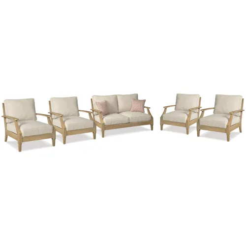 Clare View Outdoor Loveseat and 4 Lounge Chairs