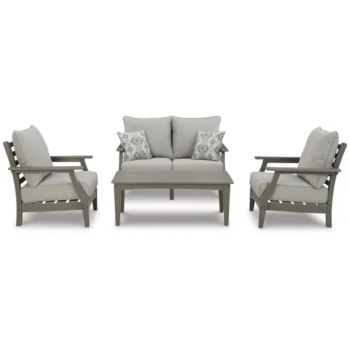 Visola Outdoor Loveseat, 2 Lounge Chairs and Coffee Table