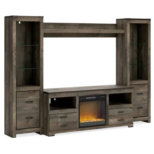 Trinell 4-Piece Entertainment Center with Electric Fireplace