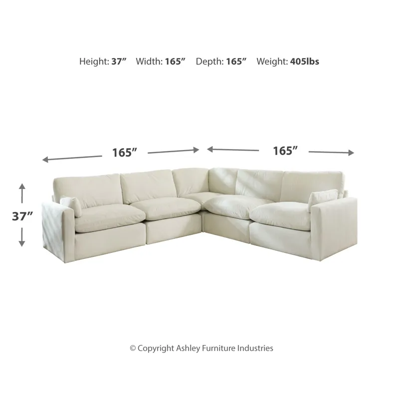 Sophie 5-Piece Sectional and Oversized Ottoman