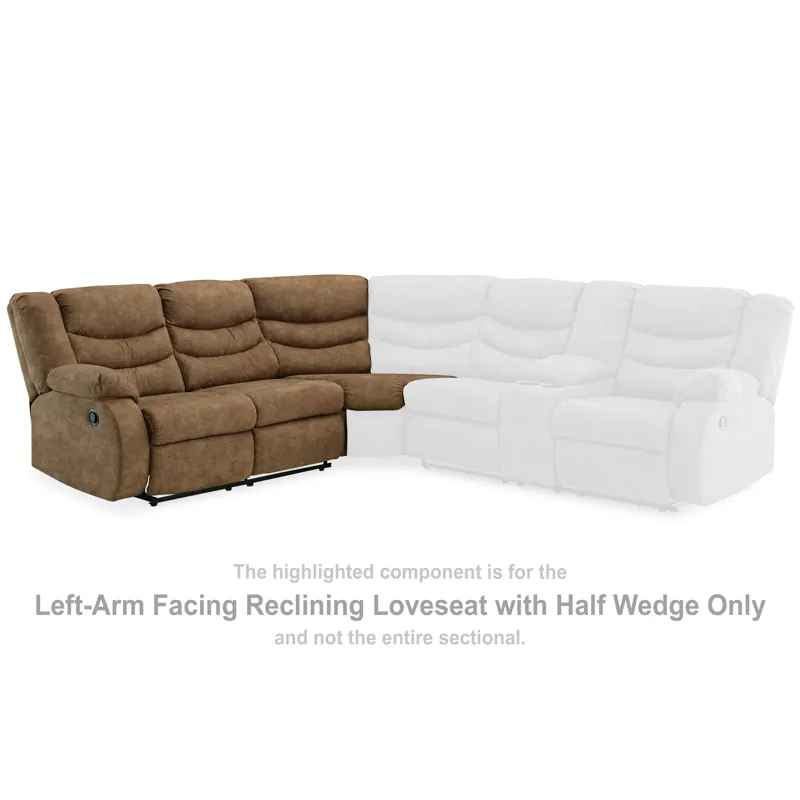 Partymate Left-Arm Facing Reclining Loveseat with Half Wedge