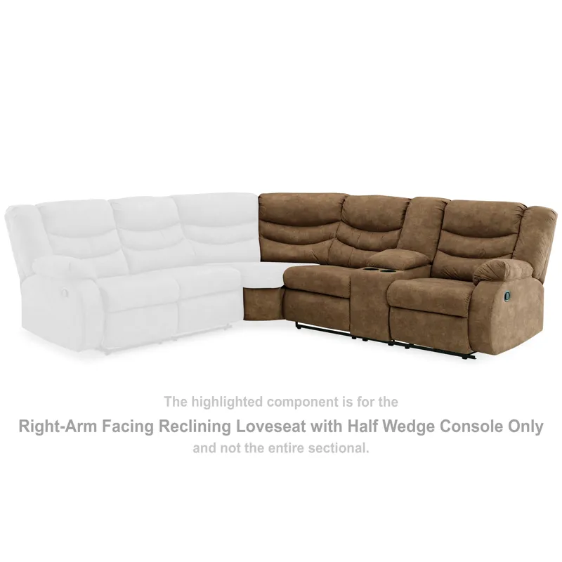 Partymate Right-Arm Facing Reclining Loveseat with Half Wedge Console