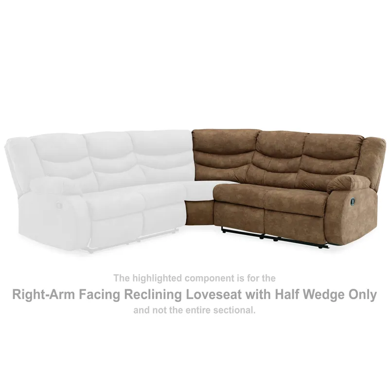 Partymate Right-Arm Facing Reclining Loveseat with Half Wedge