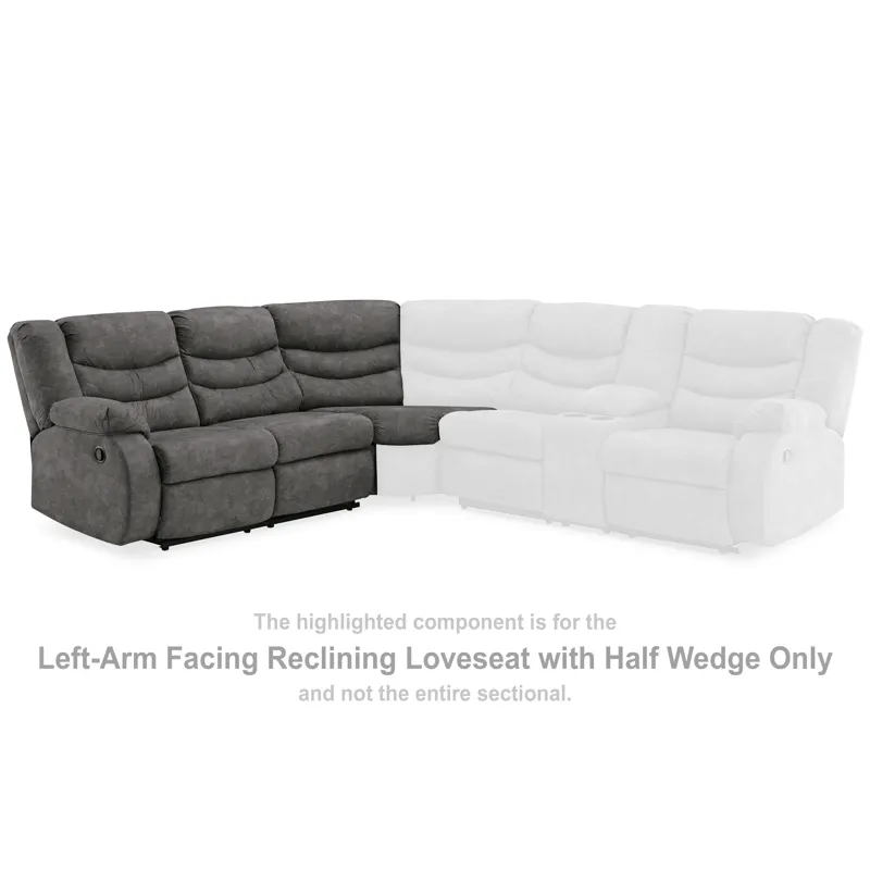 Partymate Left-Arm Facing Reclining Loveseat with Half Wedge