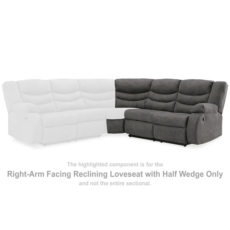 Partymate Right-Arm Facing Reclining Loveseat with Half Wedge
