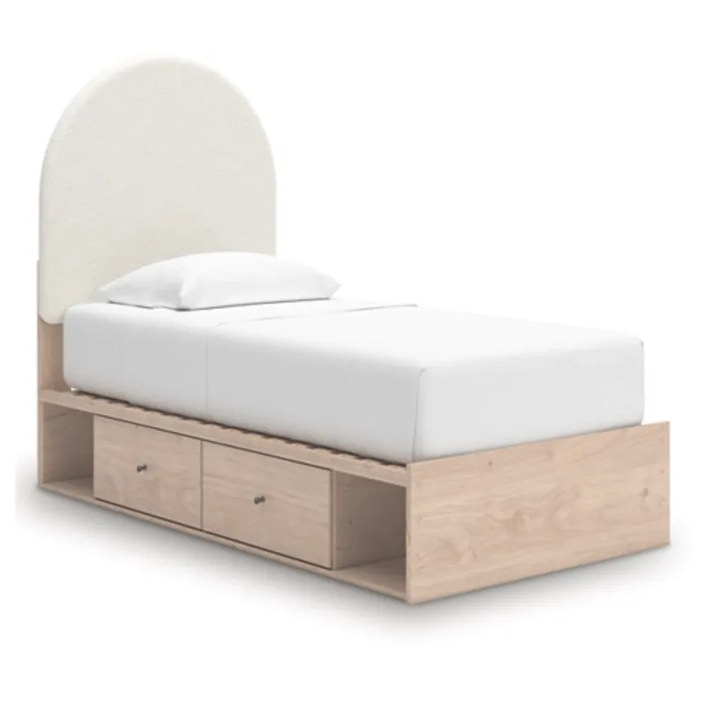 Shapella Twin Upholstered Panel Bed with Storage