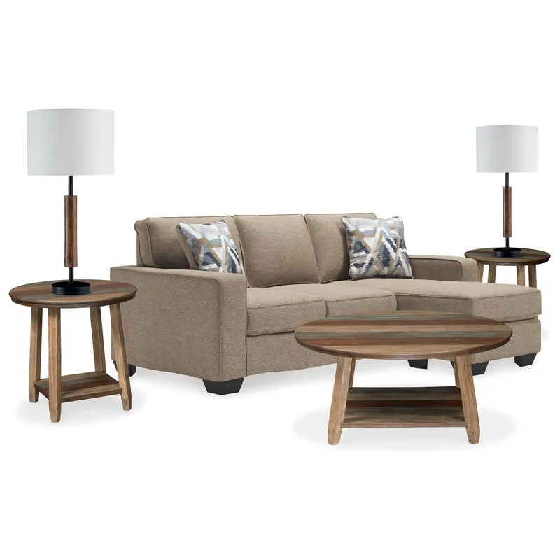 Greaves Sofa Chaise, 3-Piece Occasional Table Set and Set of Lamps