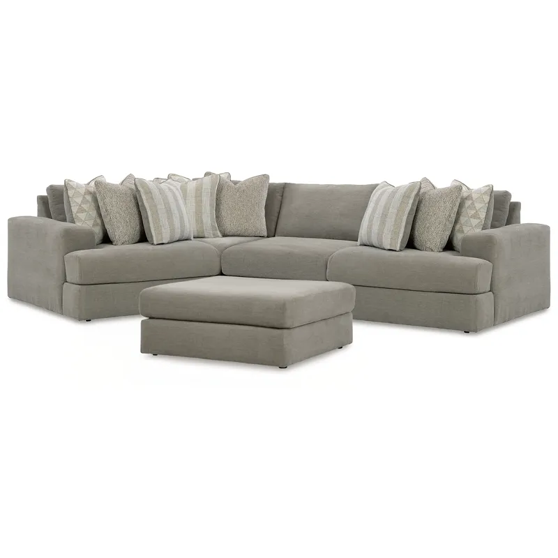 Avaliyah 4-Piece Sectional and Oversized Accent Ottoman
