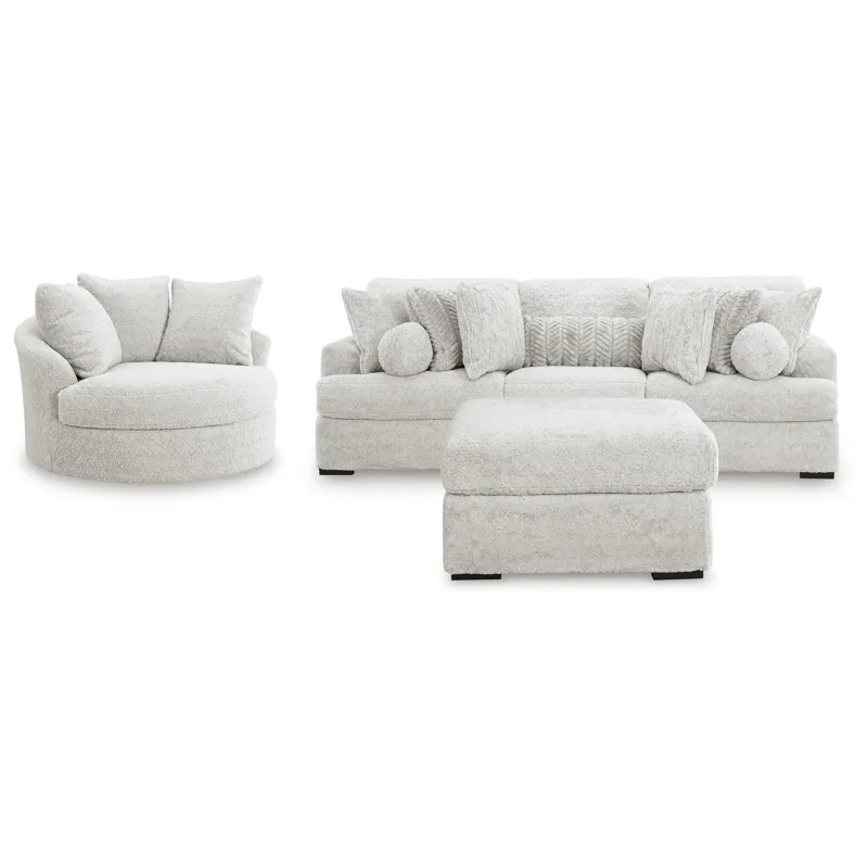 Cuddle Plush 3-Piece Sectional, Chair and Ottoman