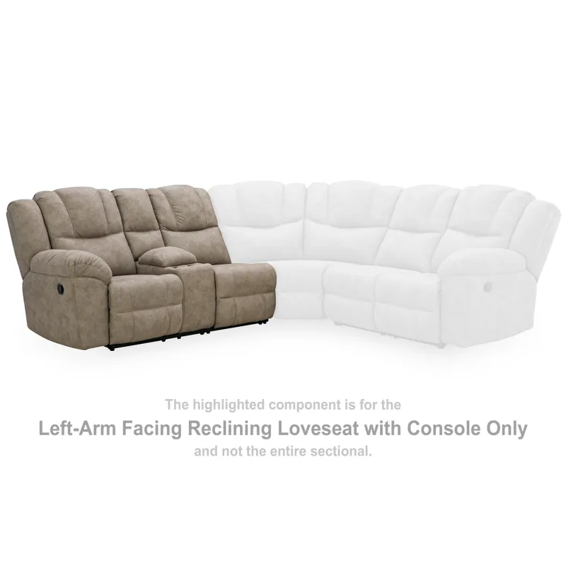Pearce-Pike Left-Arm Facing Reclining Loveseat with Console