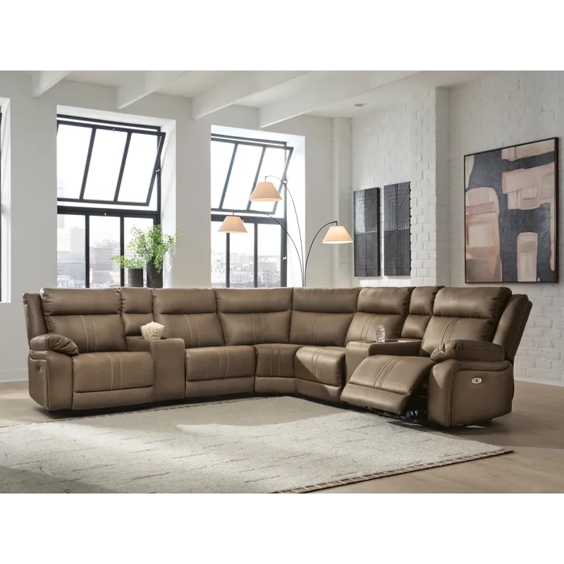 Max-Momentum 7-Piece Power Reclining Sectional with Audio Consoles