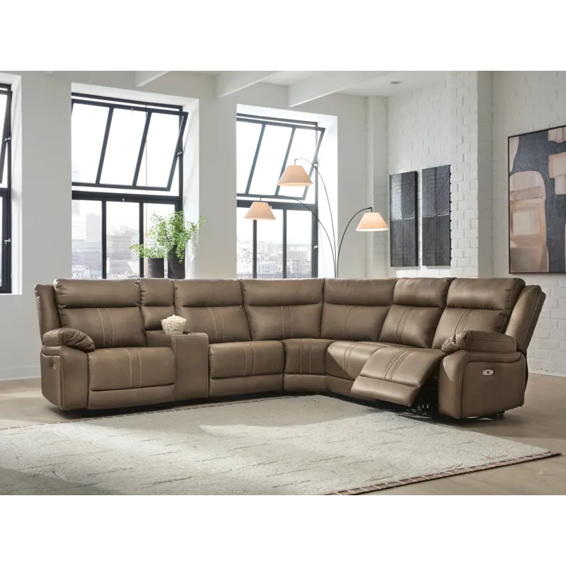 Max-Momentum 6-Piece Power Reclining Sectional with Audio Console
