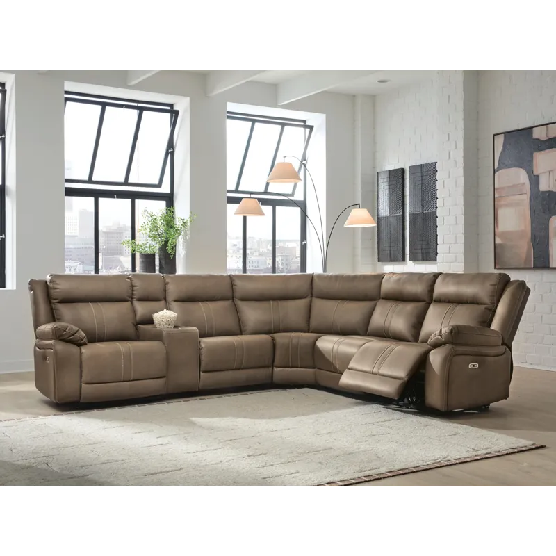 Max-Momentum 6-Piece Power Reclining Sectional with Audio Console